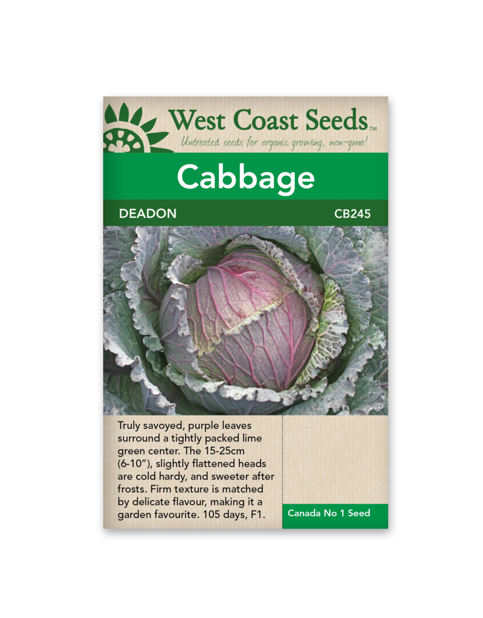 West Coast Seeds Cabbage - Deadon F1 Coated Organic