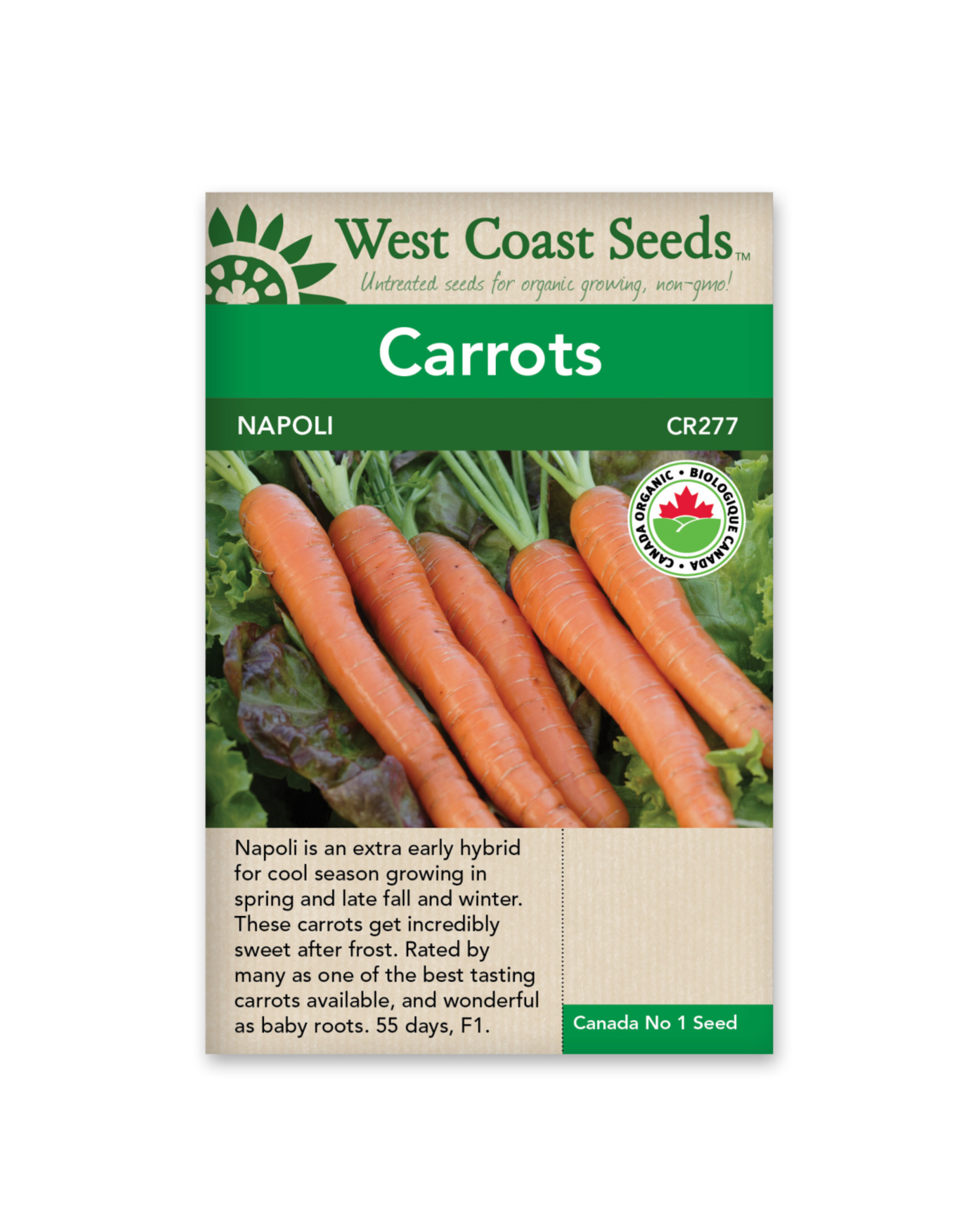 West Coast Seeds Carrots - Napoli F1 (Coated) Certified Organic