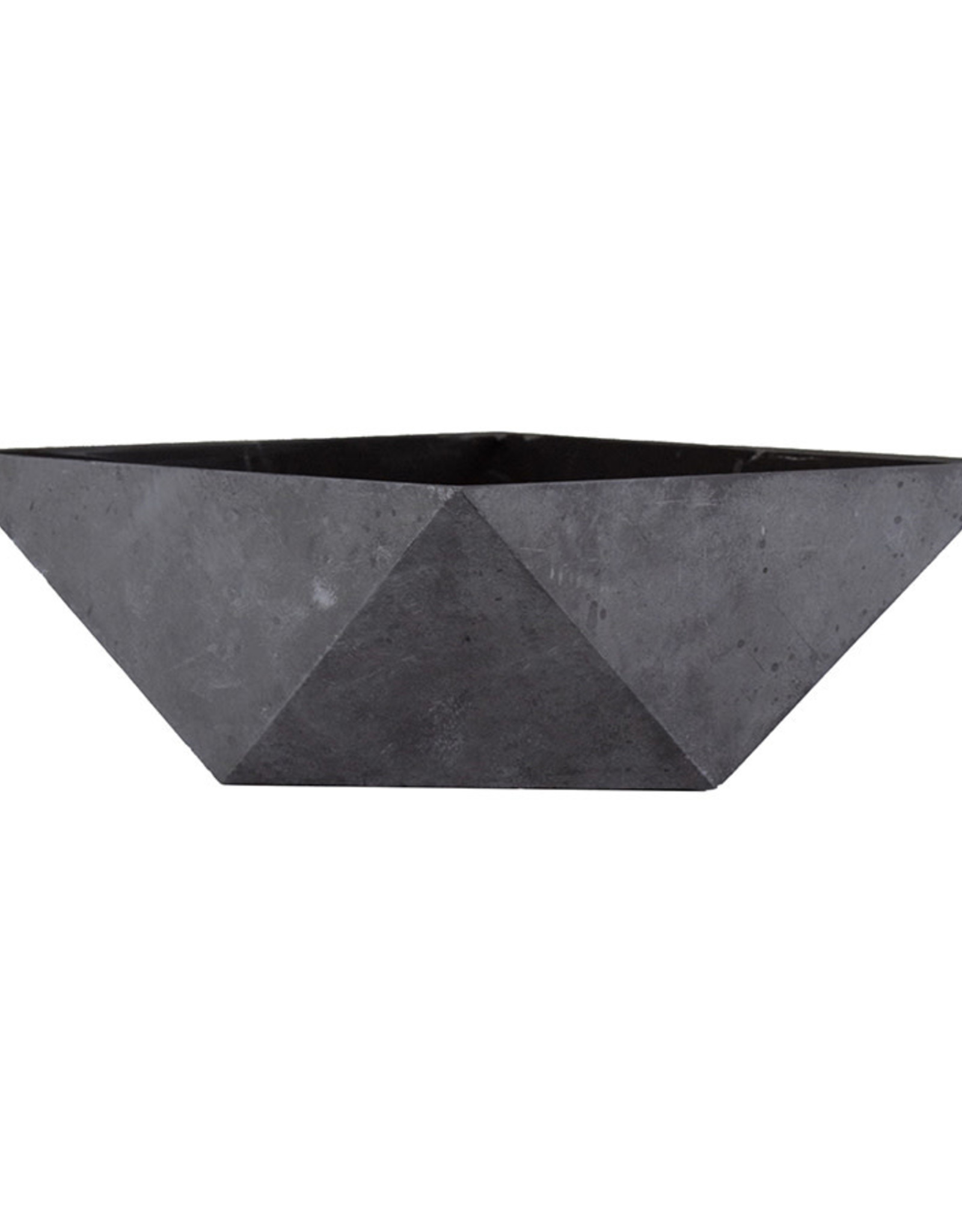Deco Faceted Bowl in Faux Concrete 8 inch