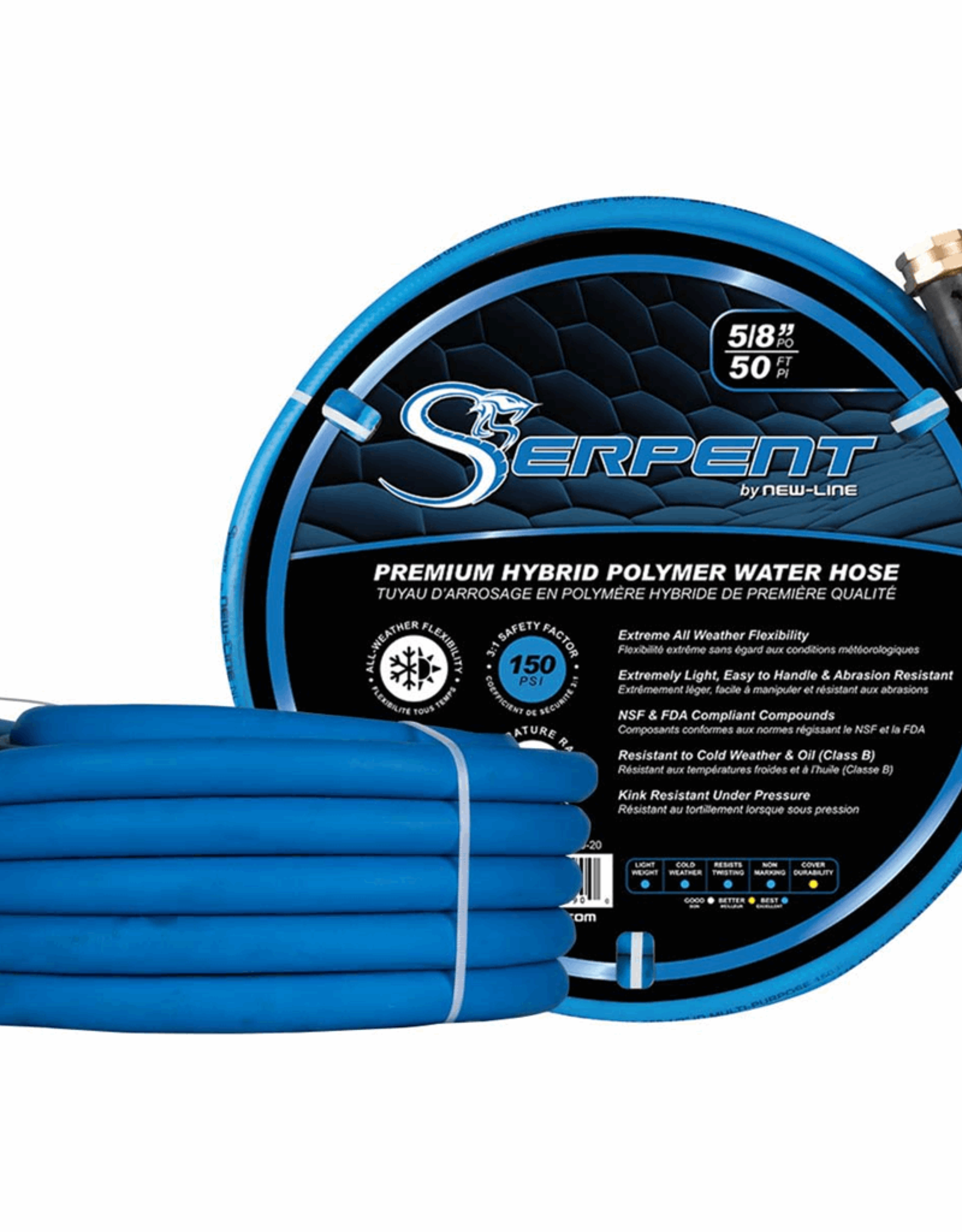 1/2 x 25 ft. Blue HD300 Serpent Garden Hose 300PSI with MxF GHT