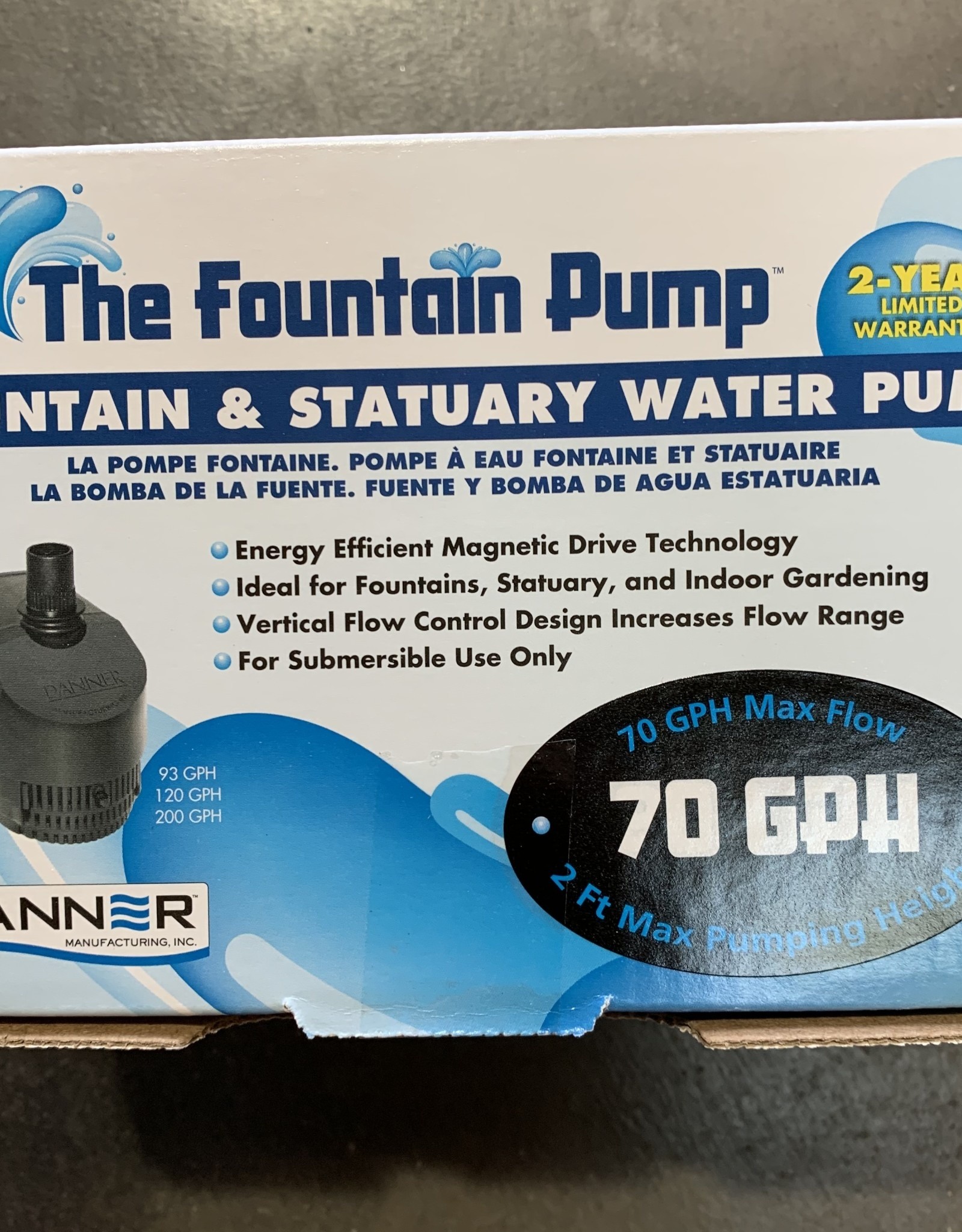 Danner SP-70 Fountain Pump - 6 Foot Cord