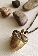 "Cache" Brass Acorn Canister Pendant Necklace