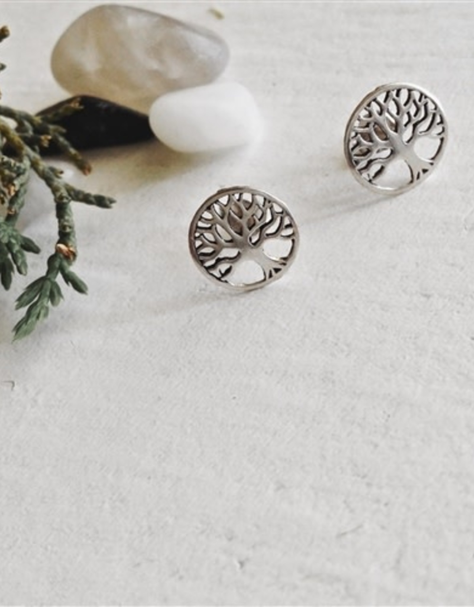 "Old Growth" Tree of Life Stud Earrings in Sterling Silver