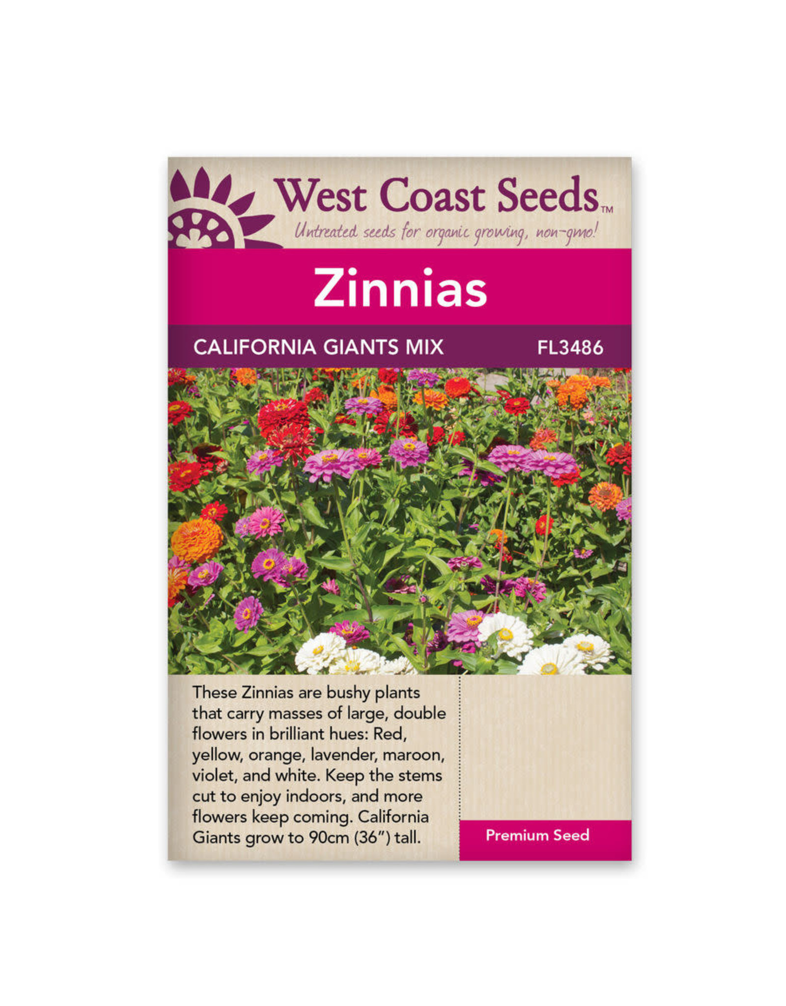 West Coast Seeds Zinnias - California Giants Mix