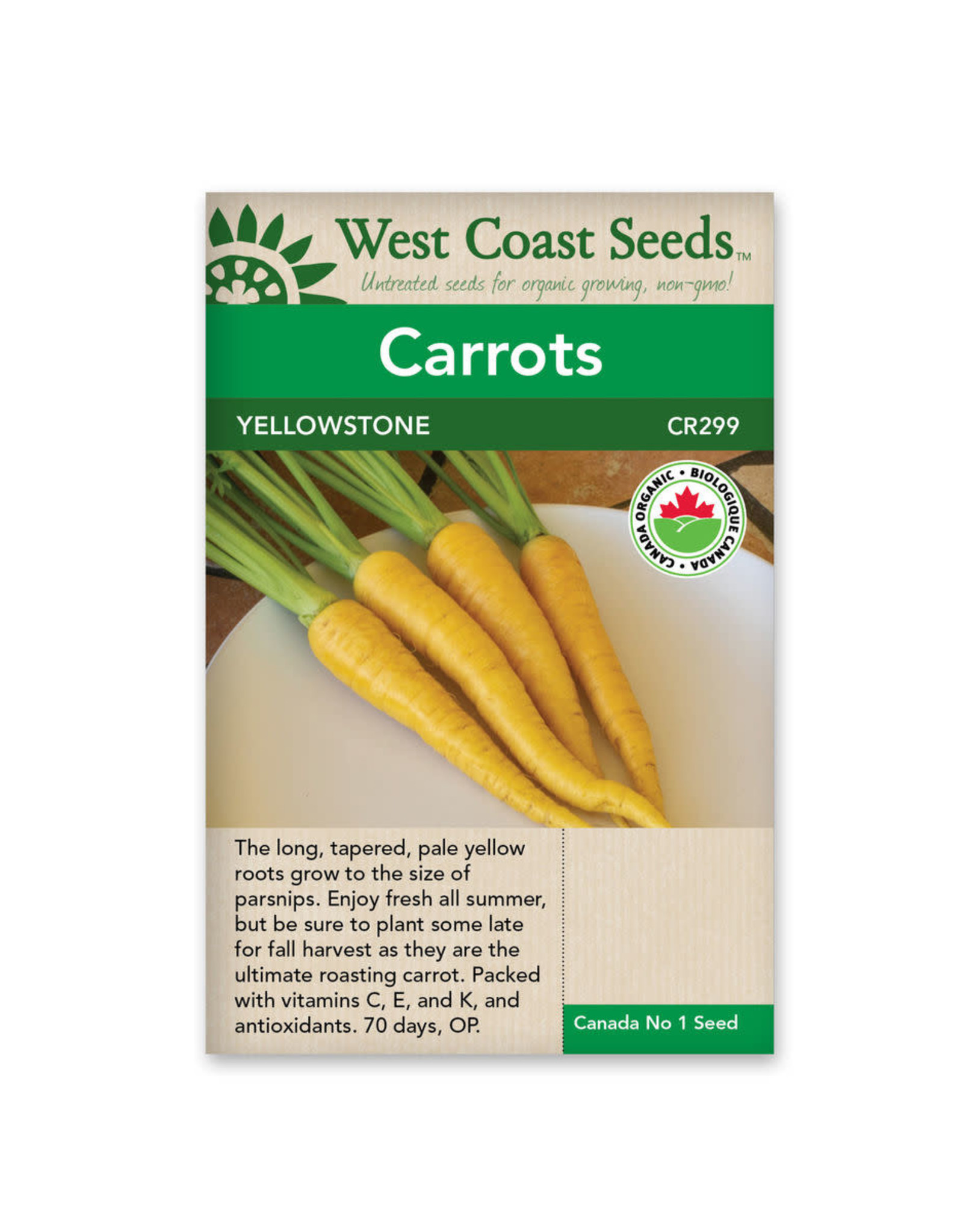 West Coast Seeds Carrots - Yellowstone Coated Organic
