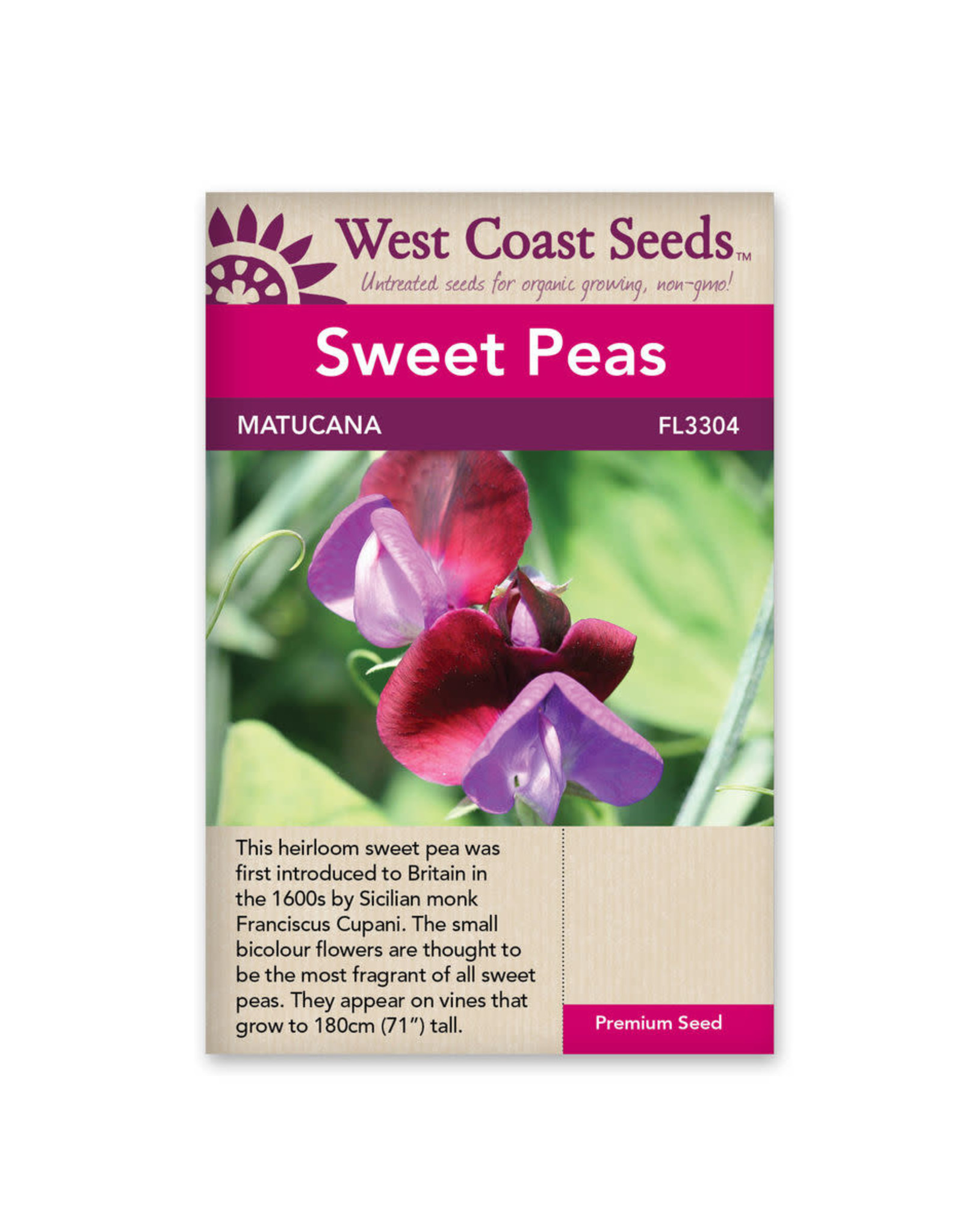 West Coast Seeds Sweet Peas - Matucana