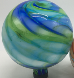 10 inch Gazing Ball Mosaic Glass Green Mouth Blown