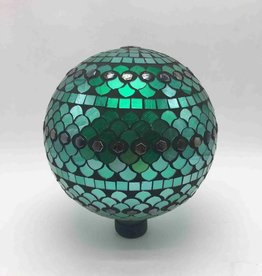 10 inch Gazing Ball Mosaic Glass mosaic- Green Handmade