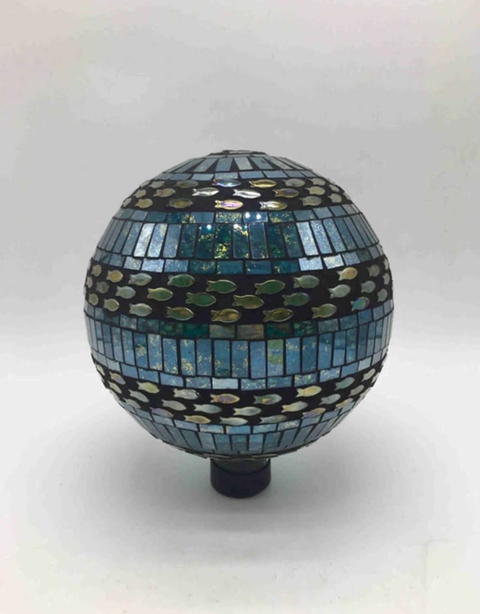 10 inch Gazing Ball Mosaic Glass mosaic Fish- Blue Handmade