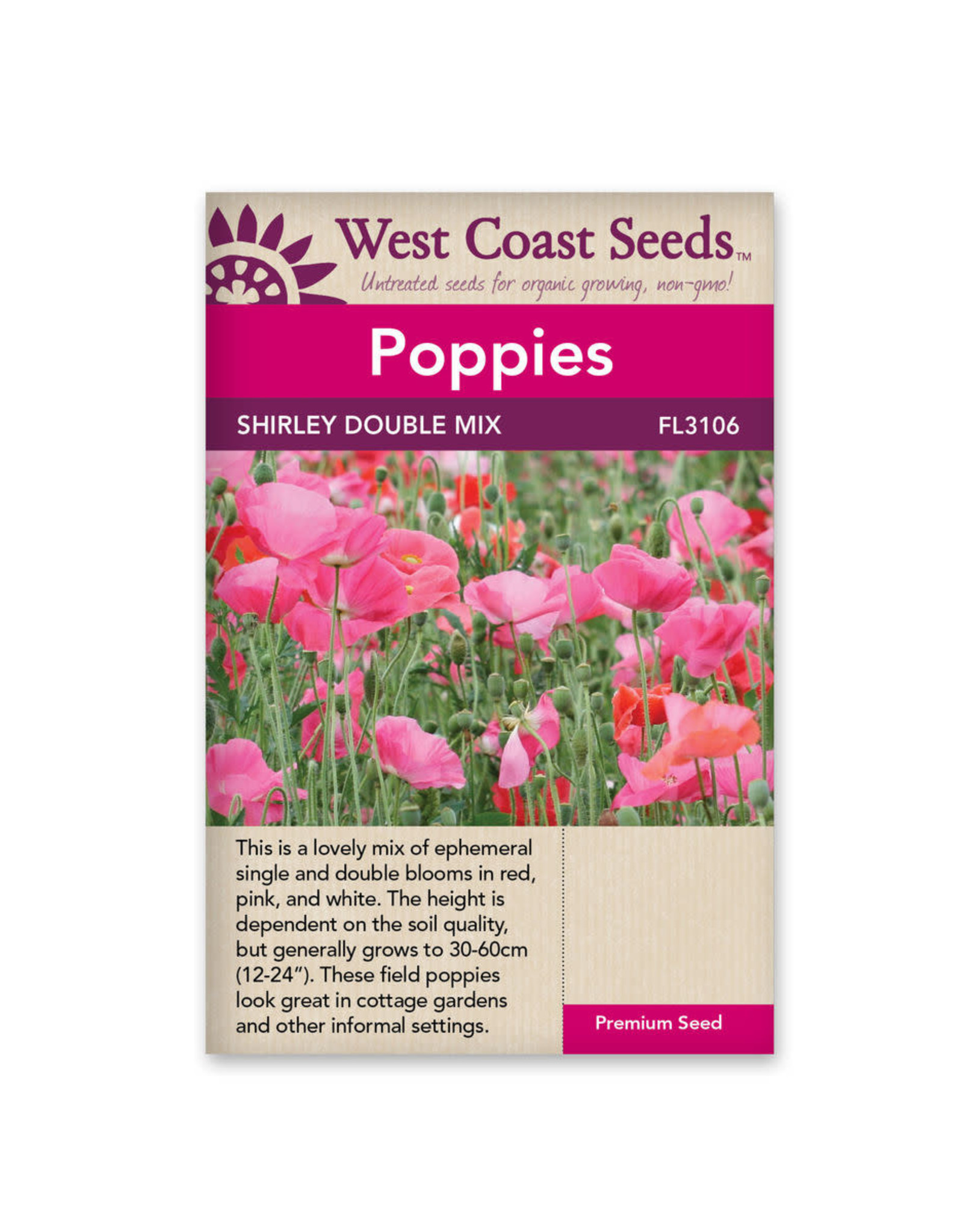 West Coast Seeds Poppies - Shirley Double Mix