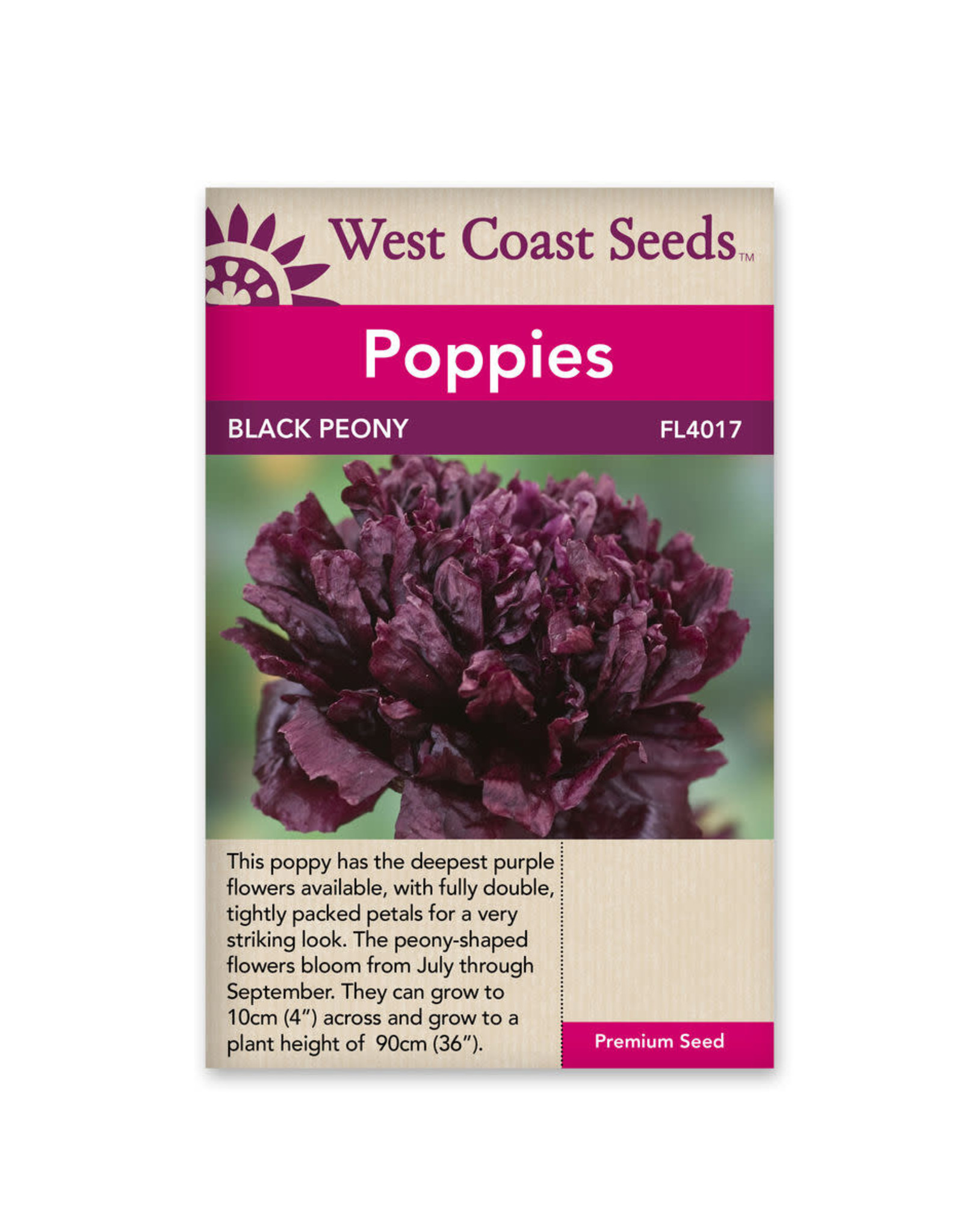 West Coast Seeds Poppies - Black Peony