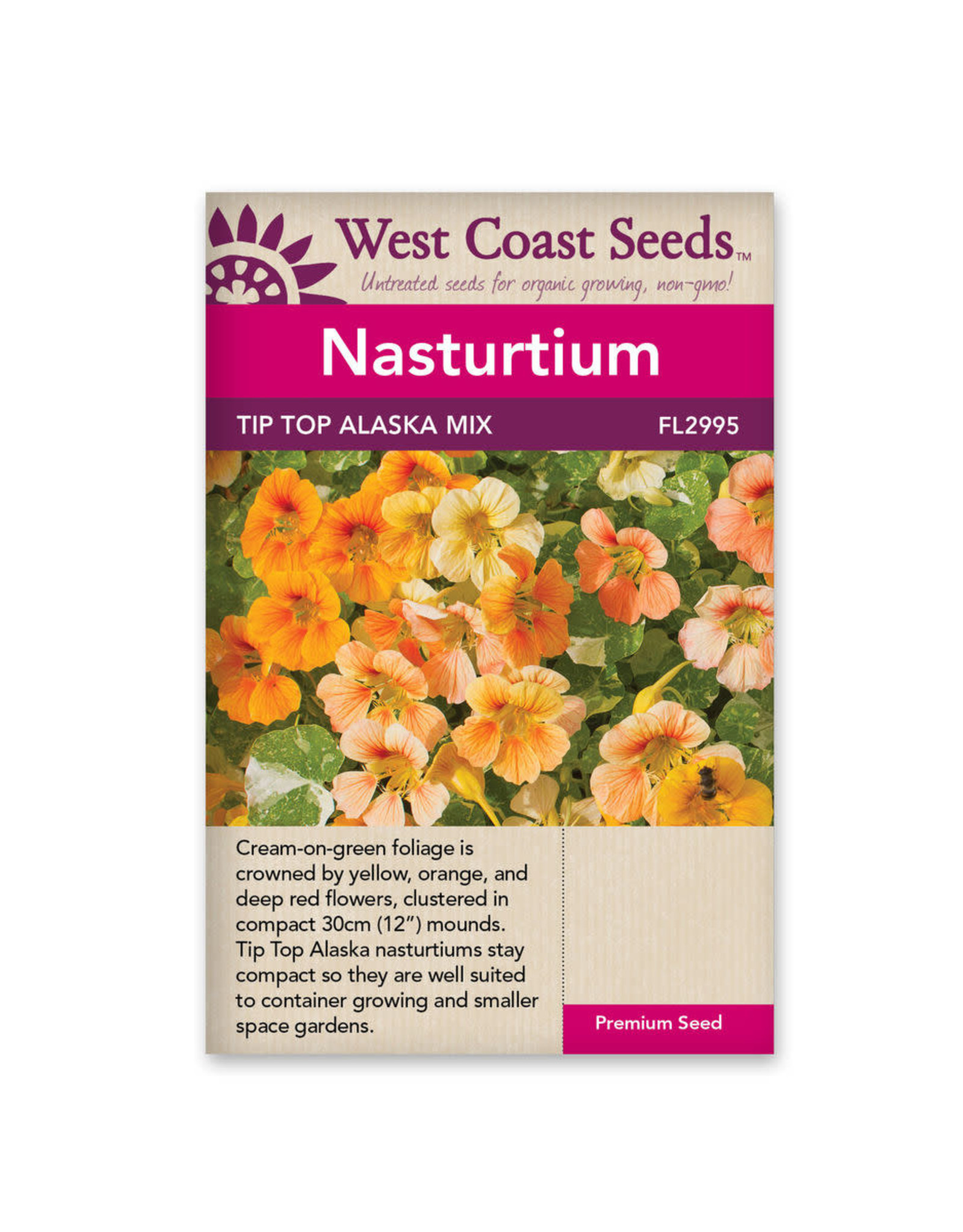 West Coast Seeds Nasturtiums - Tip Top Alaska Mix
