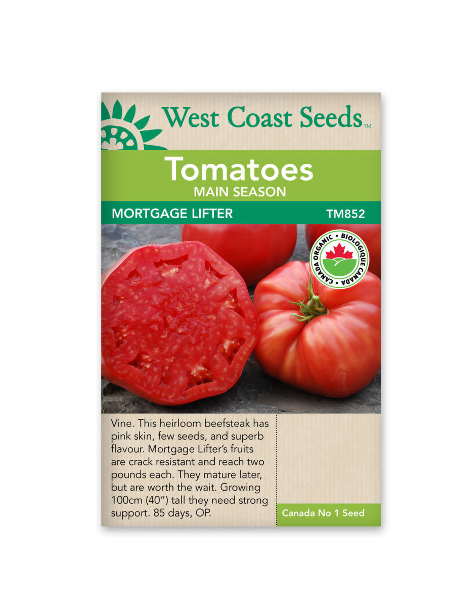 West Coast Seeds Tomato Mortgage Lifter Certified Organic A