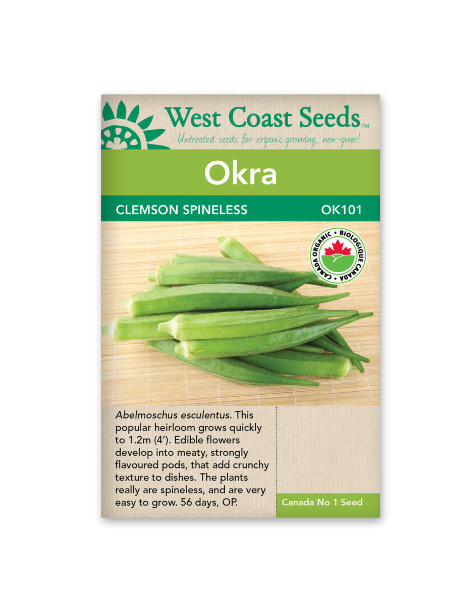 West Coast Seeds Okra Clemson Spineless Organic Certified