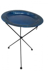 Birdbath Blue on Metal Stand