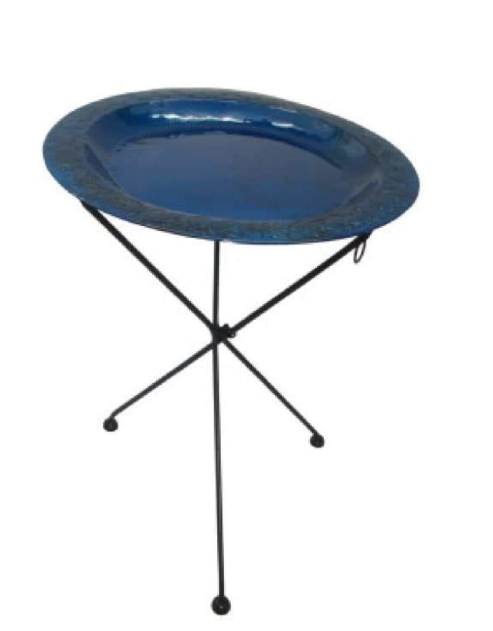 Birdbath Blue on Metal Stand