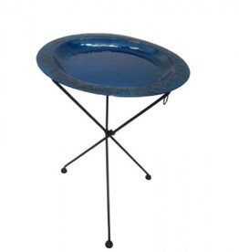 Birdbath Blue on Metal Stand