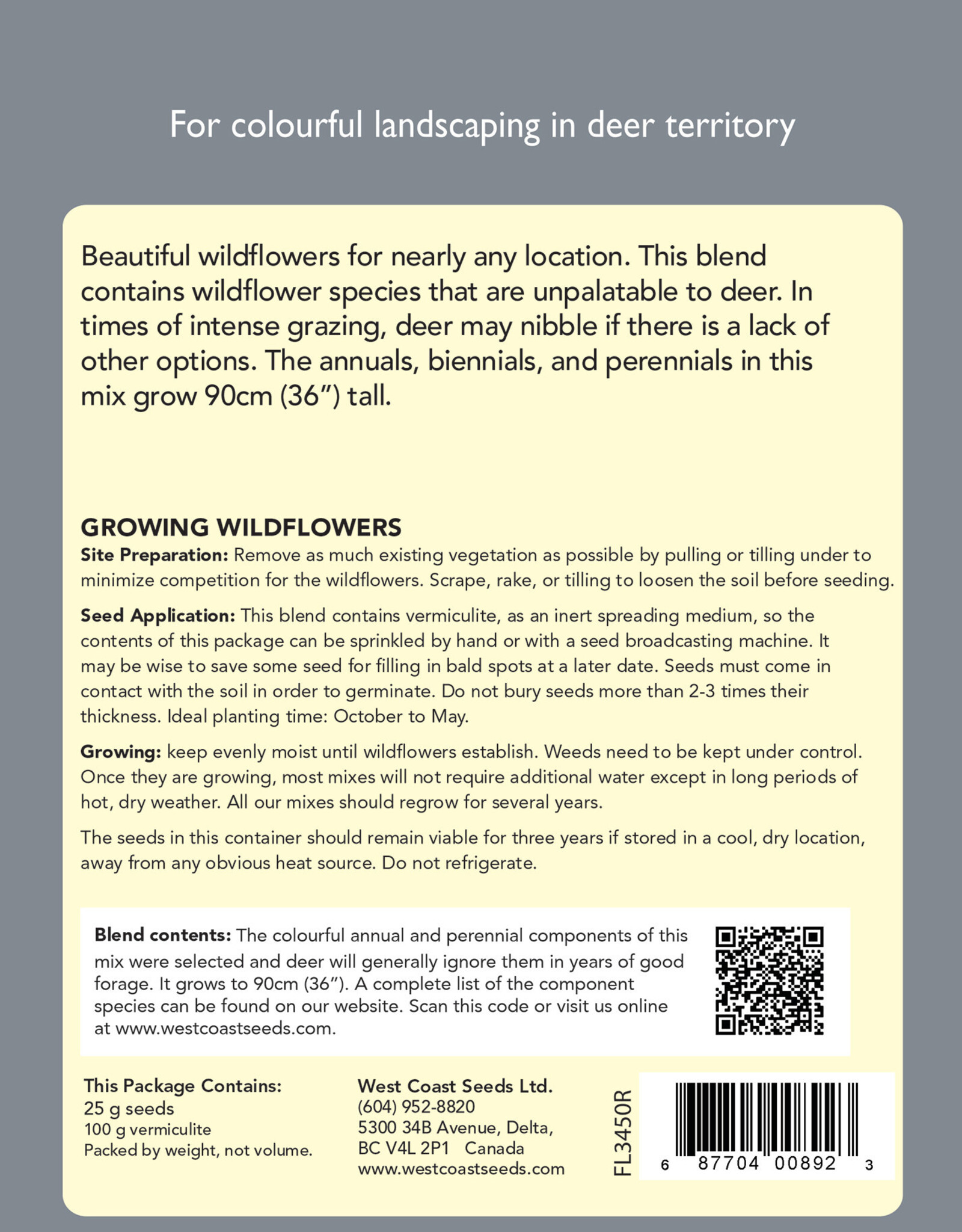 West Coast Seeds Wildflowers - Deer Resistant - Sprinkle Bag