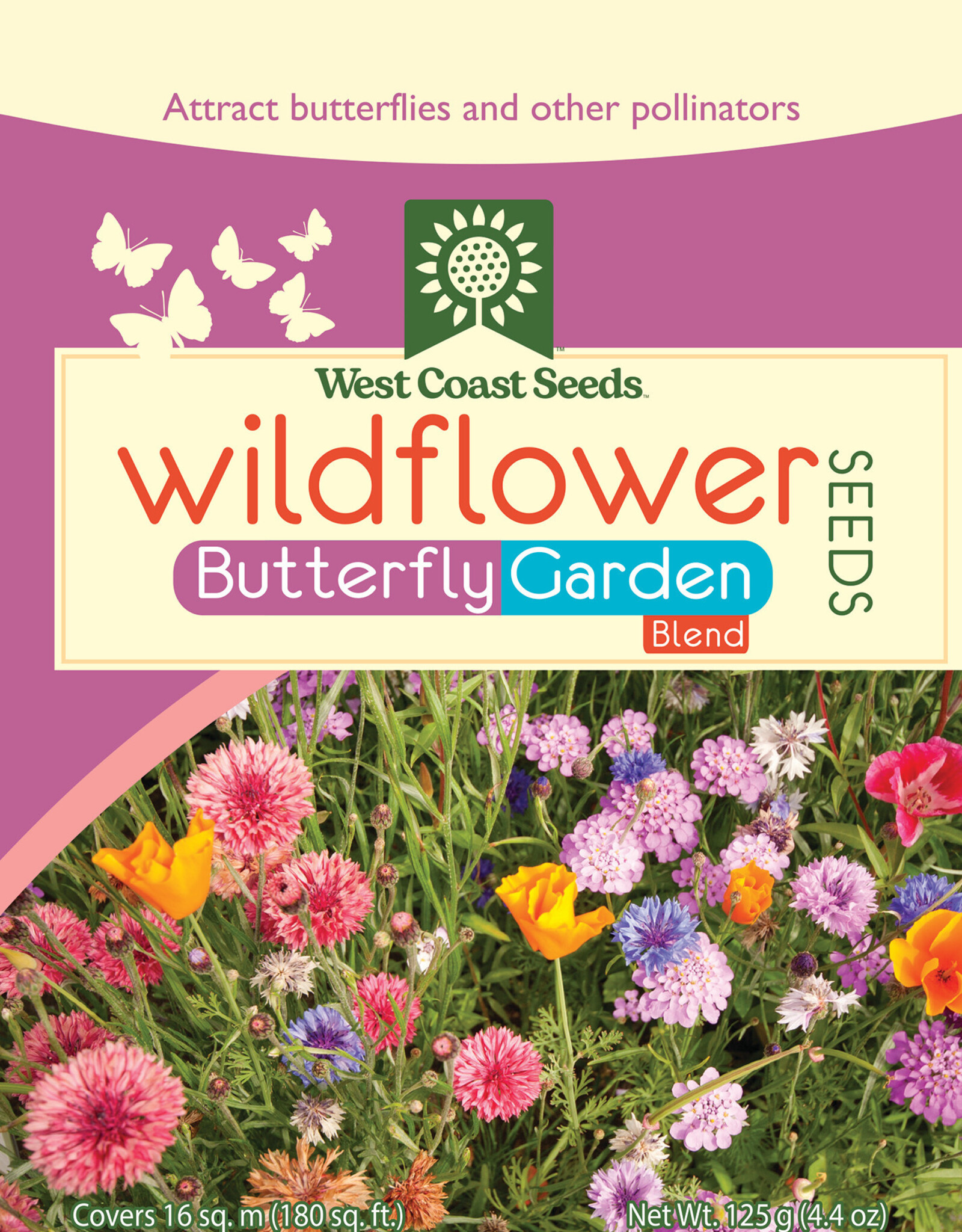 West Coast Seeds Wildflowers - Butterfly Blend - Sprinkle Bag