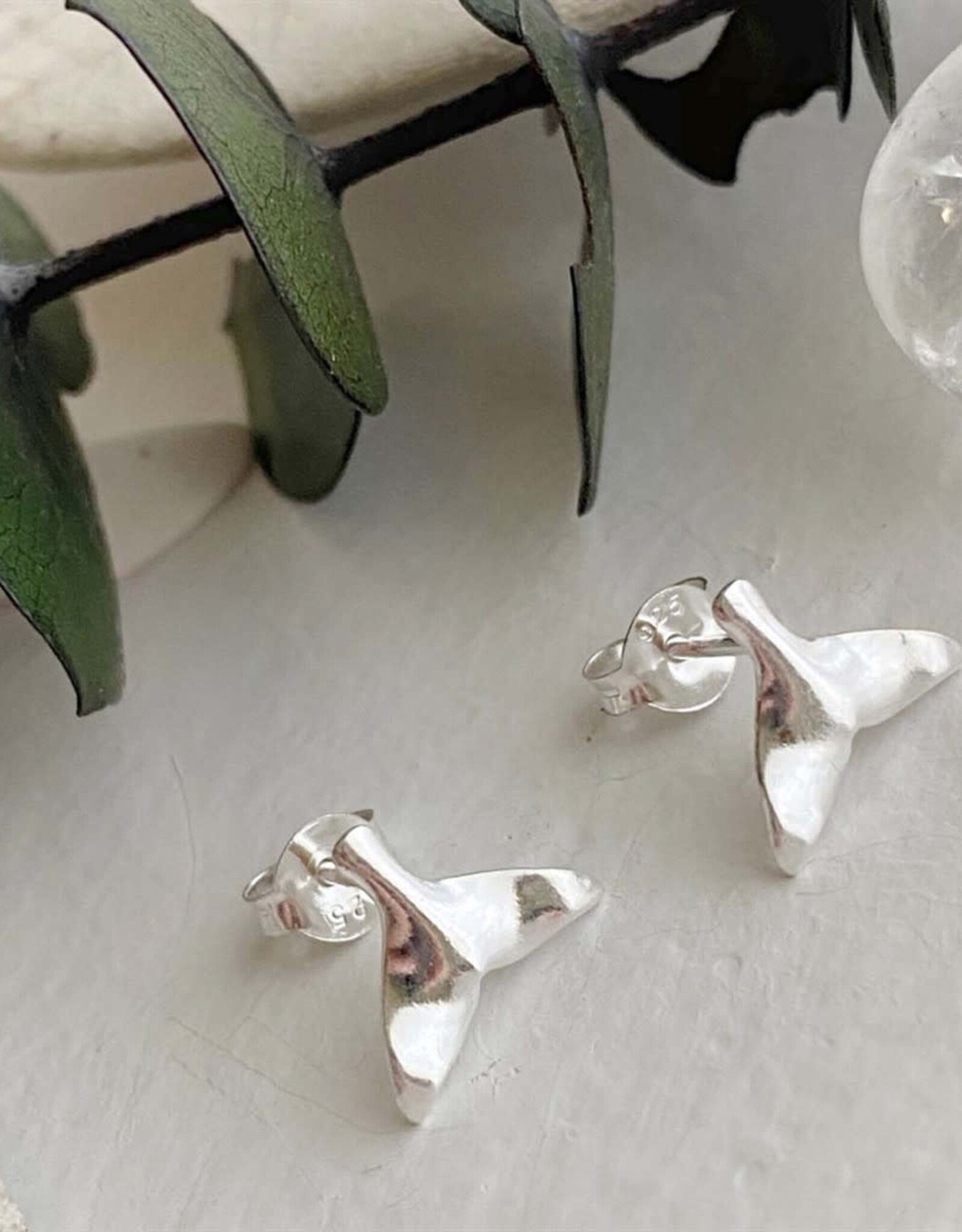 Moby Whale Tale Stud Earring Sterling Silver