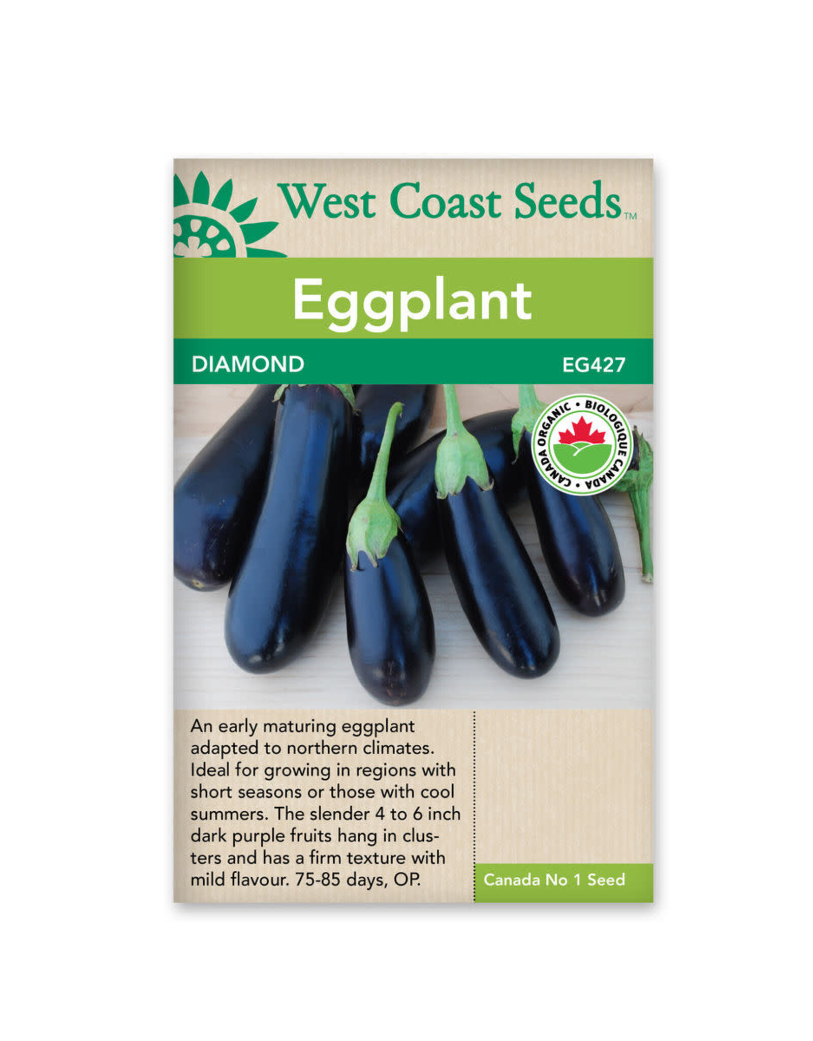 West Coast Seeds Eggplant - Diamond Certified Organic A