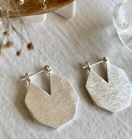 Taloke Sterling Silver Hexagon Earrings