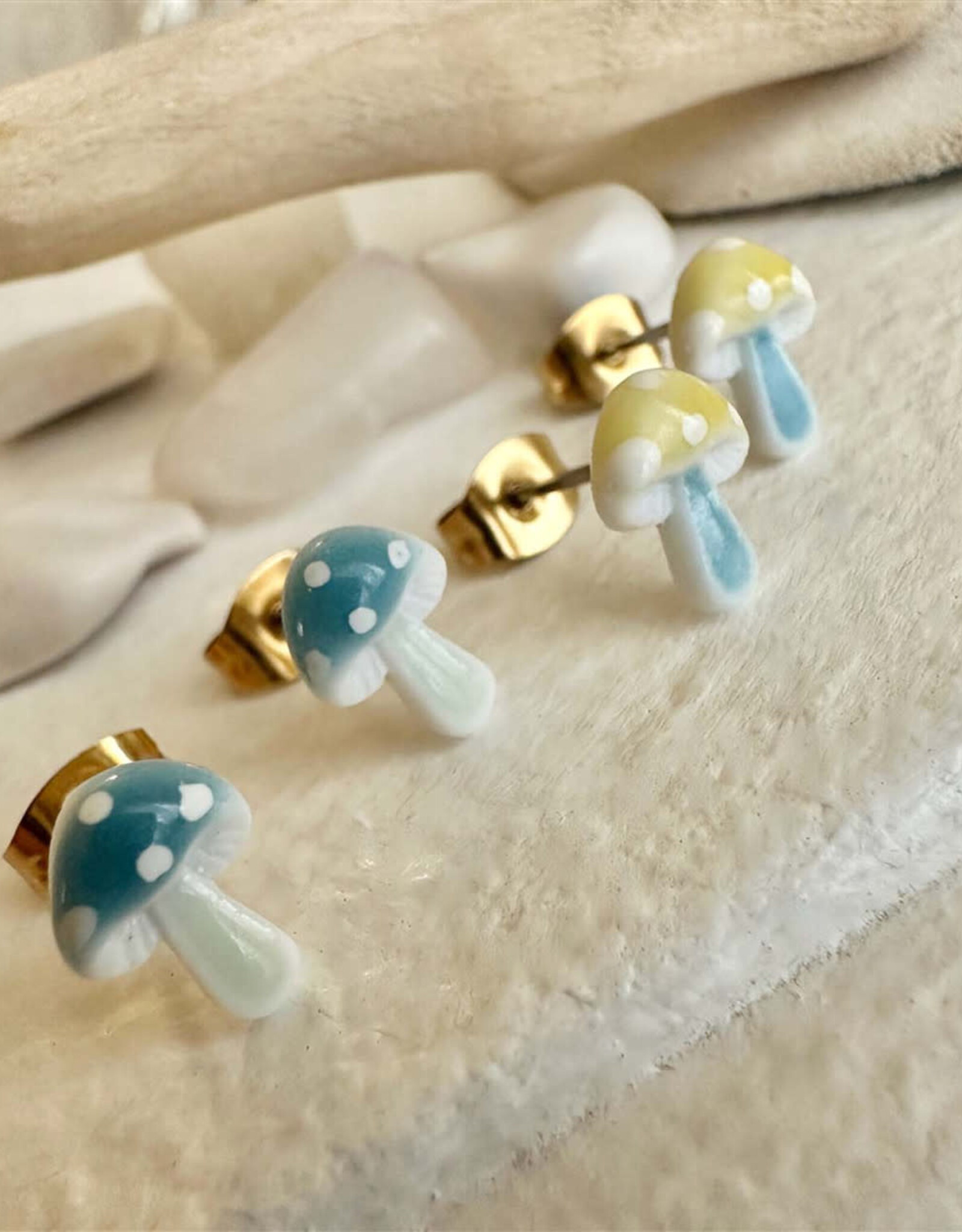 Agaric Porcelain Mushroom Stud Earrings