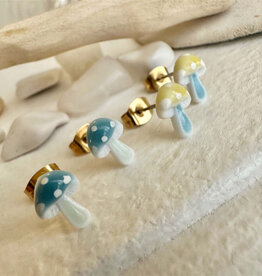 Agaric Porcelain Mushroom Stud Earrings