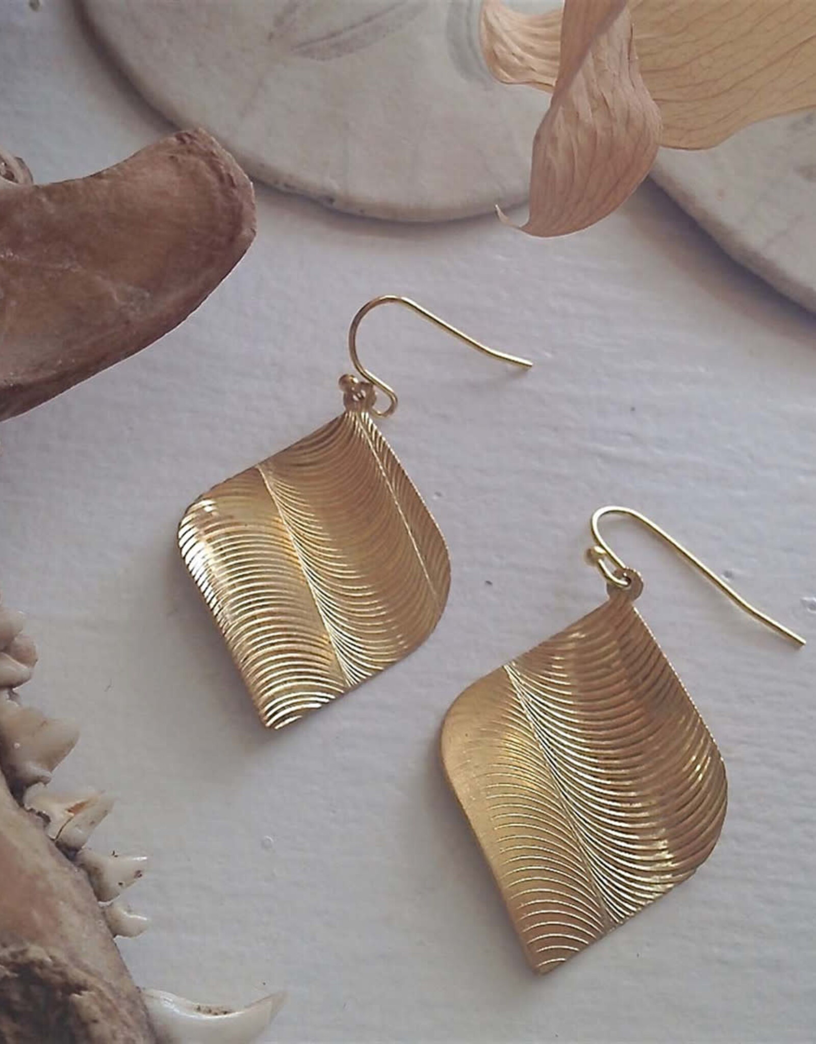 Eve Ensler Modernist Raw Brass Drop Earrings