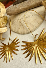 Livistona Raw Brass Palm Frond Drop Earrings