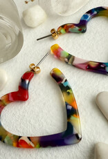 Wilson Acetate Heart Hoop Earrings in Multi-Colour