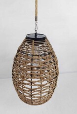 Long Hanging Solar Lantern Made From Plastic Rattan