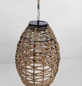Long Hanging Solar Lantern Made From Plastic Rattan