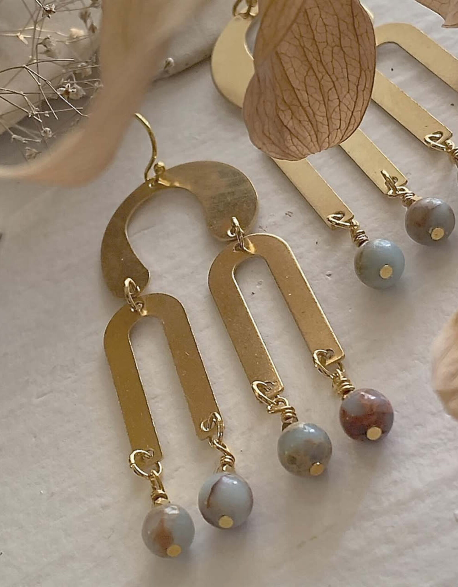 Matisse Raw Brass Earrings with Sea Sediment Jasper