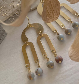 Matisse Raw Brass Earrings with Sea Sediment Jasper
