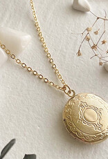 Adelaide Ornate Round Locket Necklace in Gold