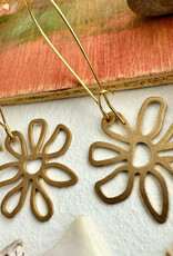 Bouquet Raw Brass Flower Drop Earrings