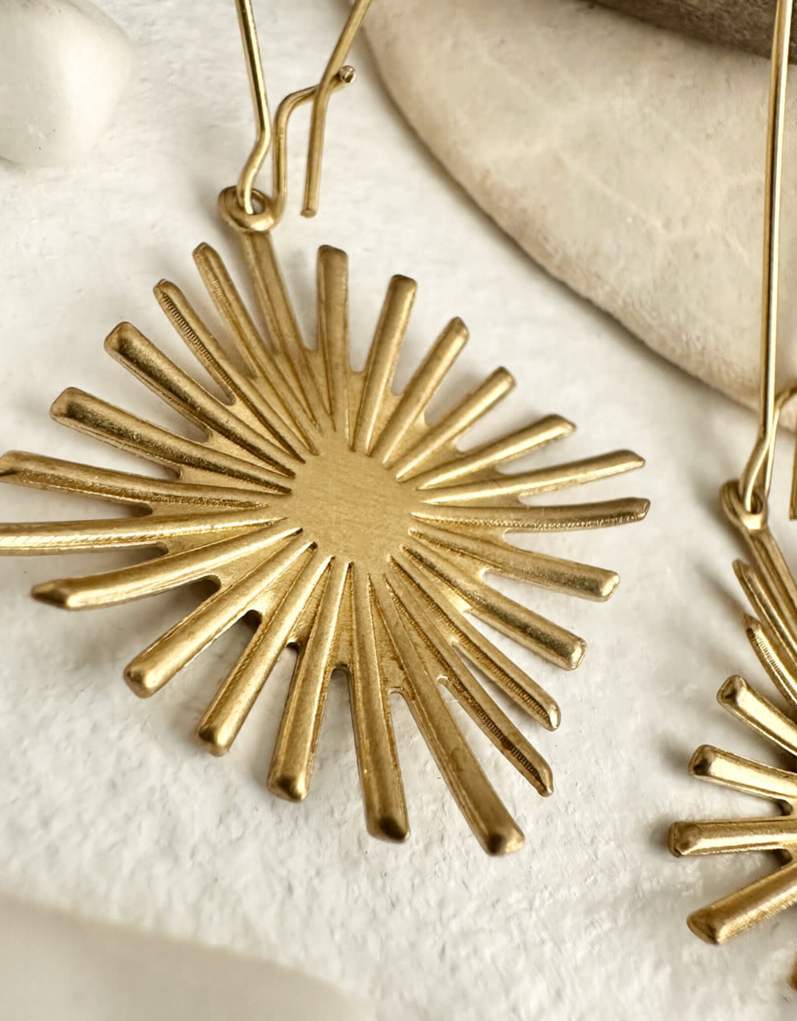 Lucienne Raw Brass Starburst Drop Earrings
