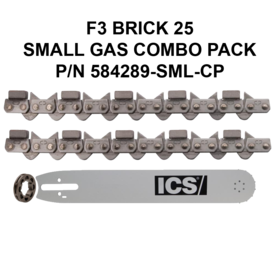 ICS FORCE3 Gas Saw 10" Brick Cutting Chain/Bar Combo Pack #584289-SML-CP