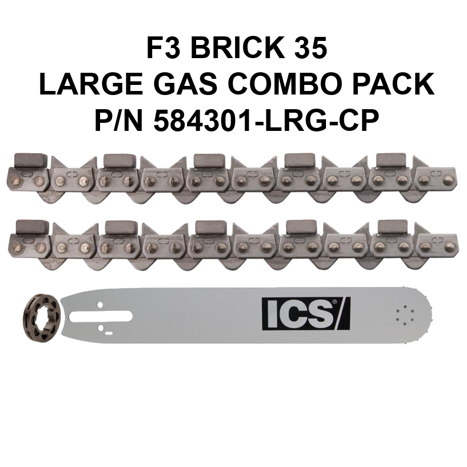 ICS FORCE3 Brick 35 Chain and Bar Combo Pack for Large Gas  Saws