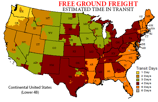 UPS Days in Transit Map