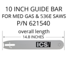 ICS P/N 621540 - 3/8" Pitch 10 Inch Guide Bar