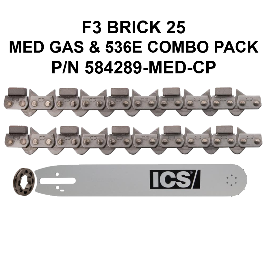 ICS FORCE3 Brick 25 P/N 584289-MED-CP Combo Pack for Medium Gas  Saws