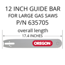 ICS FORCE3 12" BAR for Large Gas Saws, 635705 (prev 553207)