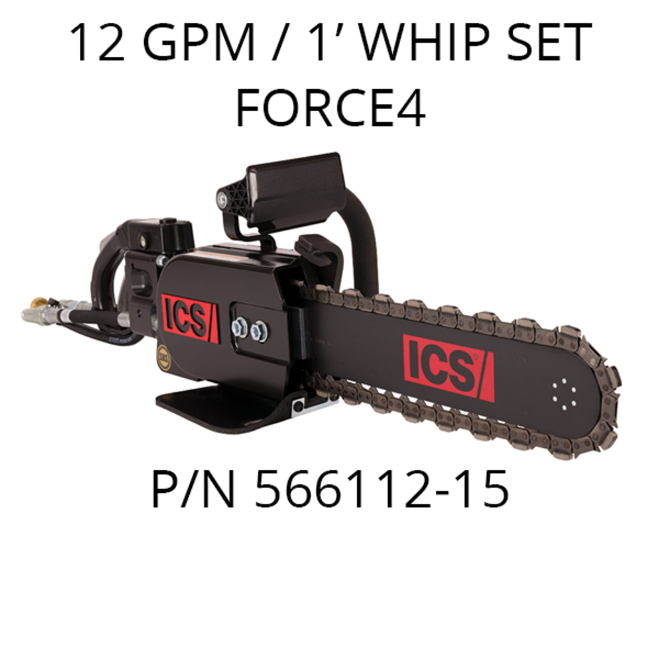 ICS 890F4-15 Hydraulic 15" Saw Package, 1' Hose Whips #566112-15 890F4-15 Hydraulic 12gpm/1' Whips Saw Package #566112-15