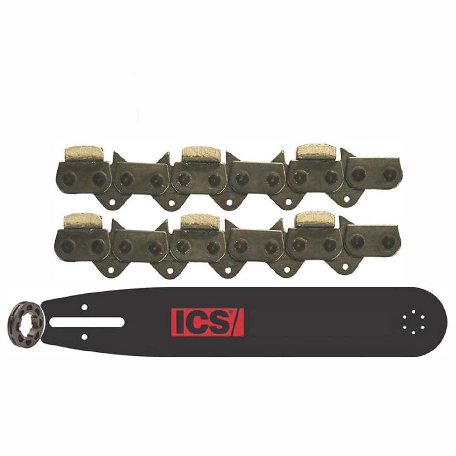 ICS FORCE4 Abrasive 34 Large Gas Saw Chain/Bar Combo Pack #531753