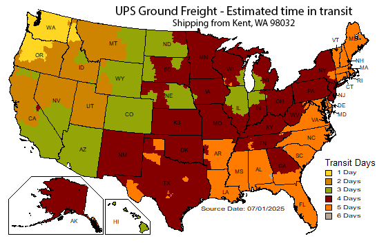 UPS Days in Transit Map