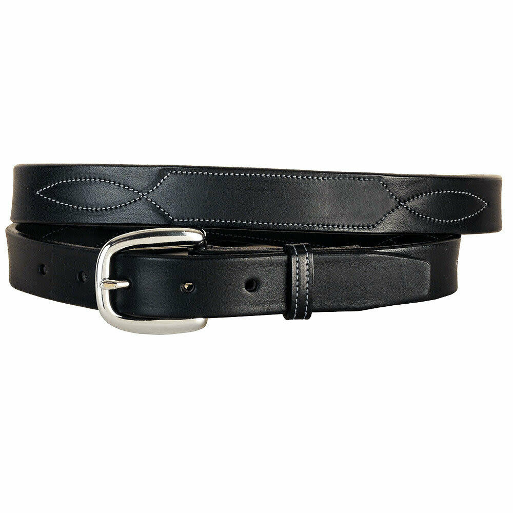 Tory 1" Black Belt with Stitch Pattern 2333