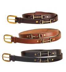 Tory Leather 1" Brass Snaffle Bit Belt, Black 2197