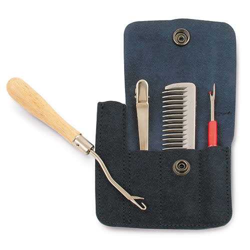 Braiding Kit, Leather Case - Navy
